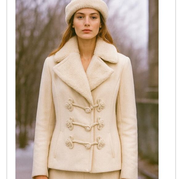 NWT Ralph Lauren Boho Norther Lights Peak Cream Wool Shearling Lined Coat L - Picture 13 of 13